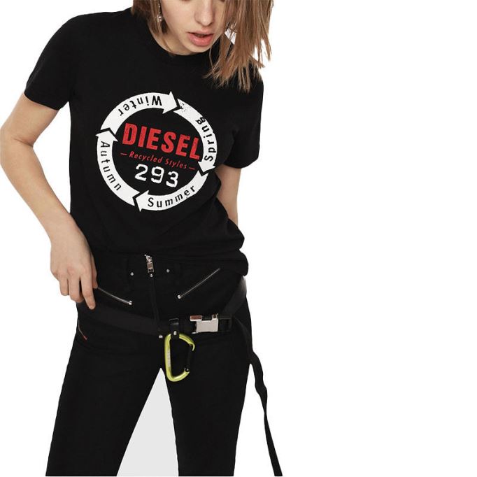 ディーゼル T シリー C1 レディース T シャツ クルーネック半袖スリムフィット カジュアル トップス