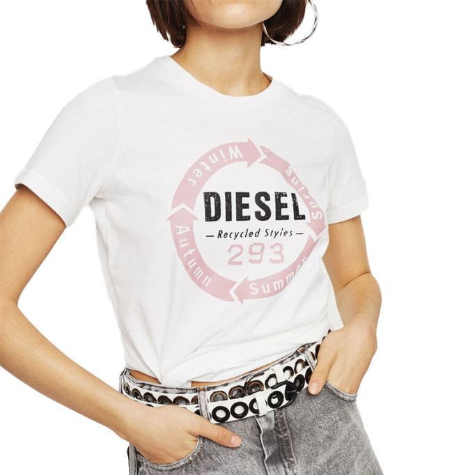ディーゼル T シリー C1 レディース T シャツ クルーネック半袖スリムフィット カジュアル トップス