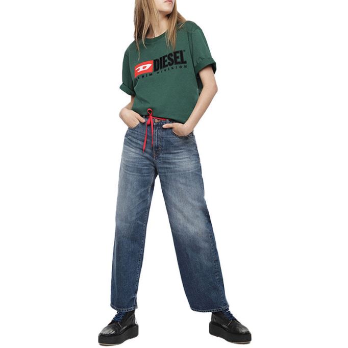 ディーゼル Widee 085ag レディース ジーンズ ストレート レディース ディストレス フェード デニム パンツ ブルー