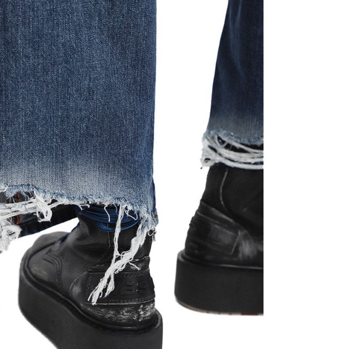 ディーゼル Widee 085ag レディース ジーンズ ストレート レディース ディストレス フェード デニム パンツ ブルー