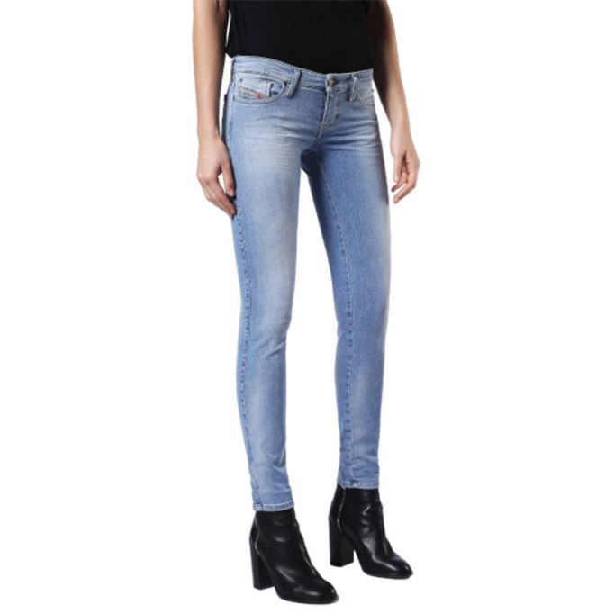 ディーゼル スキンジー ロー 084cr レディース デニム ジーンズ スーパースキニー フィット ブルー フェード ジップ フライ