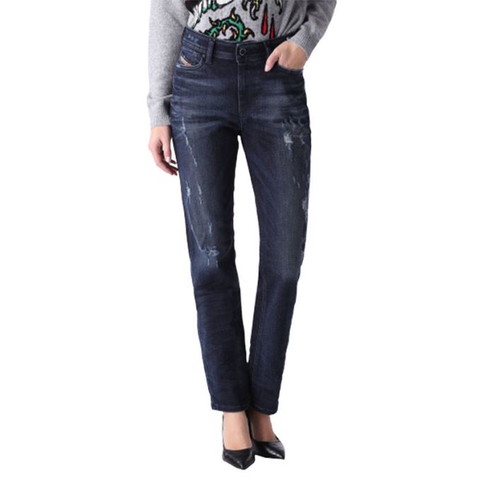 ディーゼル レディース デニム ジーンズ Reen 0844t ディストレス レギュラー フィット ストレートレッグ Dna ジーンズ