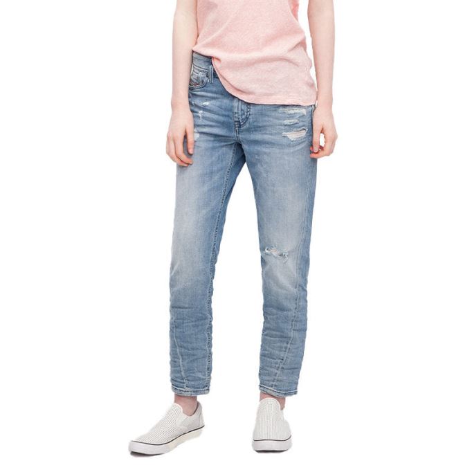 ディーゼル レディース デニム ジーンズ リーン シーム 0857f レギュラー フィット ストレート ダメージ加工 ブルー