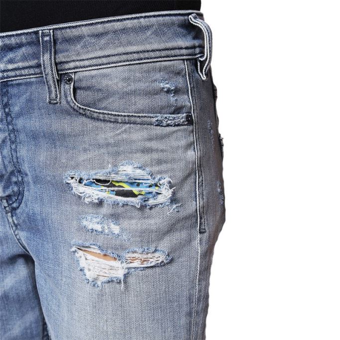 ディーゼル レディース デニム ジーンズ リーン シーム 0857f レギュラー フィット ストレート ダメージ加工 ブルー