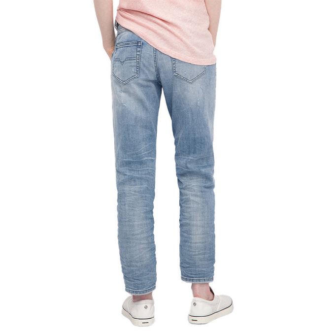 ディーゼル レディース デニム ジーンズ リーン シーム 0857f レギュラー フィット ストレート ダメージ加工 ブルー