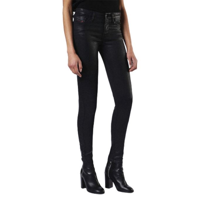 ディーゼル スキンジー 0662e レディース デニム ジーンズ スーパースリム スキニー ジップフライ シャイニー ブラック