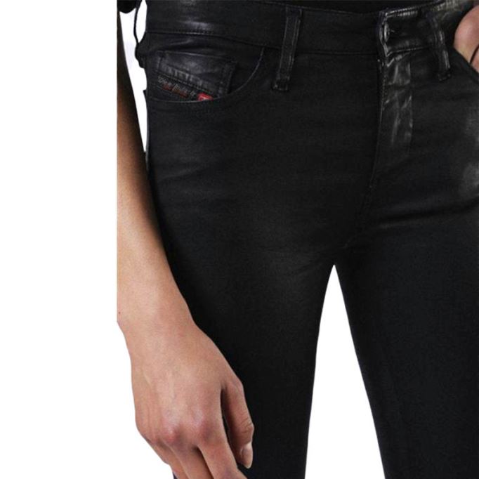 ディーゼル スキンジー 0662e レディース デニム ジーンズ スーパースリム スキニー ジップフライ シャイニー ブラック
