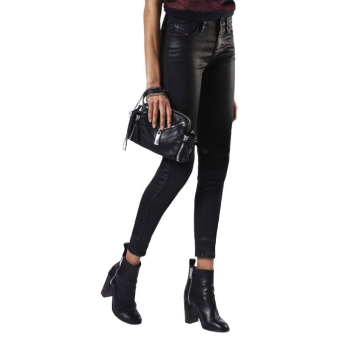 ディーゼル スキンジー 0662e レディース デニム ジーンズ スーパースリム スキニー ジップフライ シャイニー ブラック