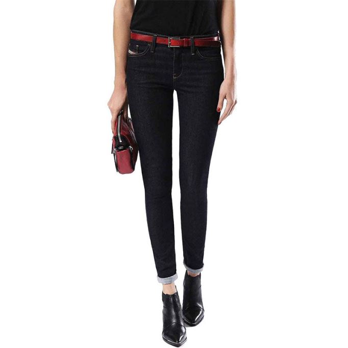 Skinzee 0813c レディース デニム ジーンズ スーパースリム スキニー ジップフライ ダークブルー ディーゼル