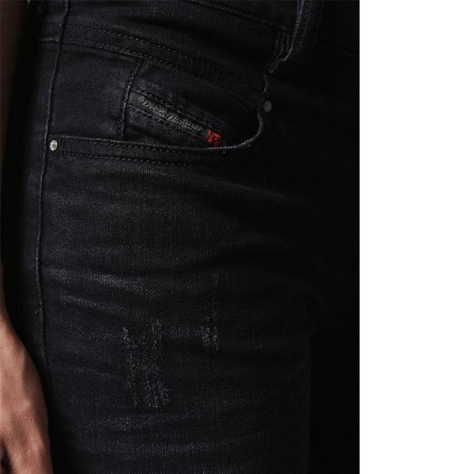 ディーゼル ベルシー 0679f レディース デニム ジーンズ ダメージ加工 レギュラー スリム ブラック ジップフライ