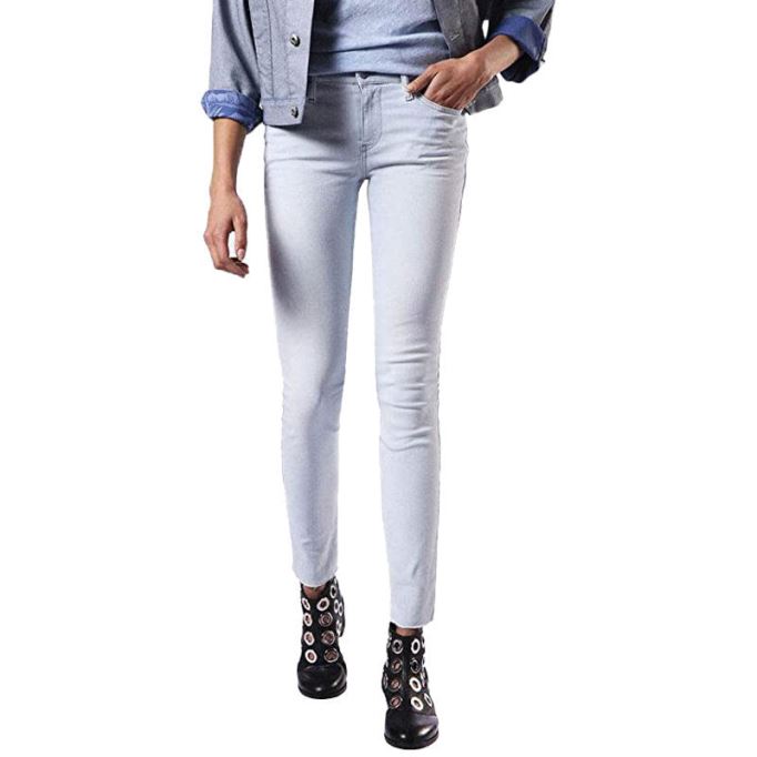 Skinzee 084ey レディース デニム ジーンズ スリムフィット トラウザー カジュアル ライトブルー パンツ ディーゼル