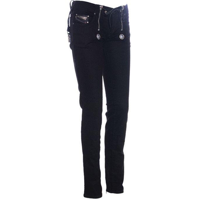 Grupee 0608s レディース ジーンズ スウェット ジョギング ストレッチ スキニーフィット デニム パンツ ディーゼル